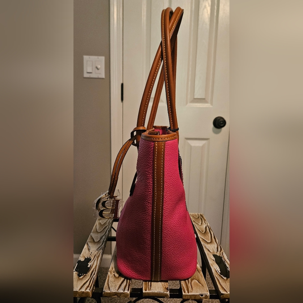 NWT Dooney & Bourke Leather Pebble Tote: Hot Pink - Picture 8 of 16